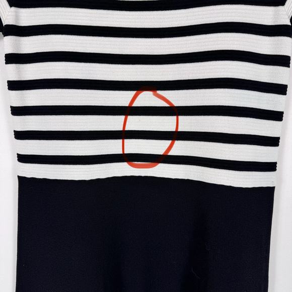 Talbots Women's Color block Stripe Fit & Flare Dress Size Medium P Black White - Picture 11 of 13